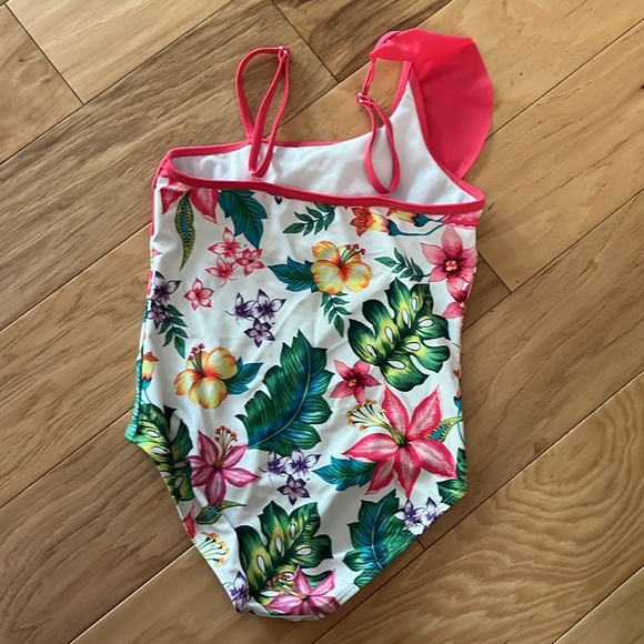 Tropical Print Girls Swimsuit Sz 10-12, NWOT - Never Worn - Picture 2 of 3